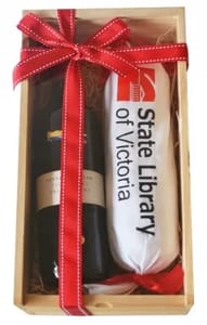 Christmas Wood Boxed Pudding Wine Or Biscuits