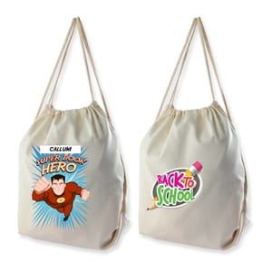 Eco Calico Backpacks with Rope Drawstrings