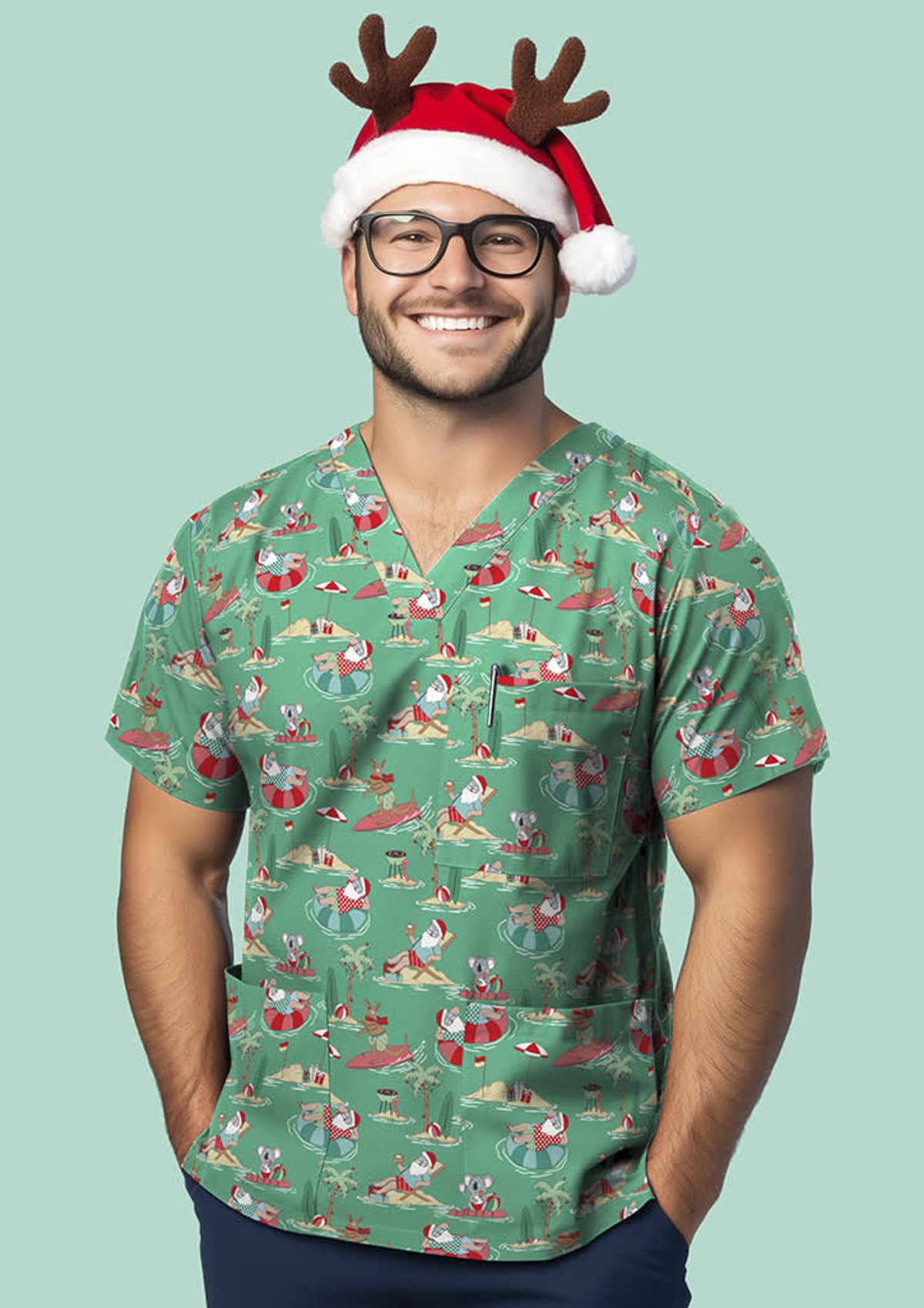 Teal-australian-christmas-print