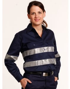 Women Hivis Cotton Long Sleeves Work Shirts