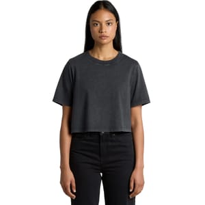 Wo's Stone Wash Heavy Crop Tees