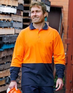 Hi-Vis Cotton Two Colour Long Sleeve Polos