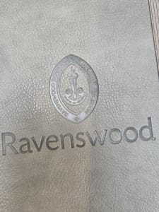 leather notebook with deboss-branded pattern