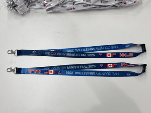 blue and black lanyards with logo printed